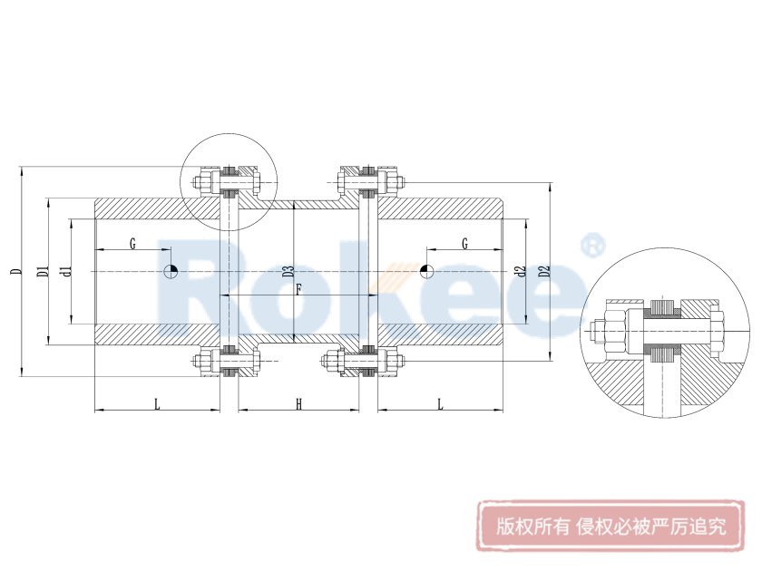 RLMD標(biāo)準(zhǔn)雙節(jié)小型膜片聯(lián)軸器