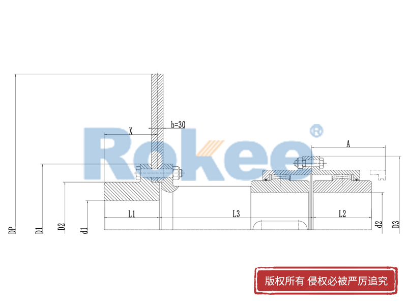 RODF帶分體制動(dòng)盤型鼓形齒式聯(lián)軸器