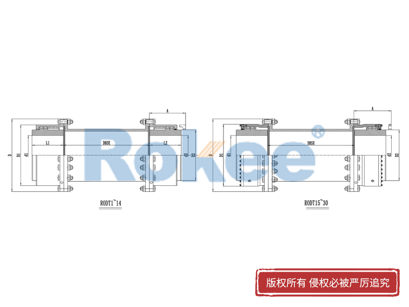 RODT中間接管型鼓形齒式聯(lián)軸器,齒式聯(lián)軸器廠家,齒式聯(lián)軸器生產(chǎn)廠家